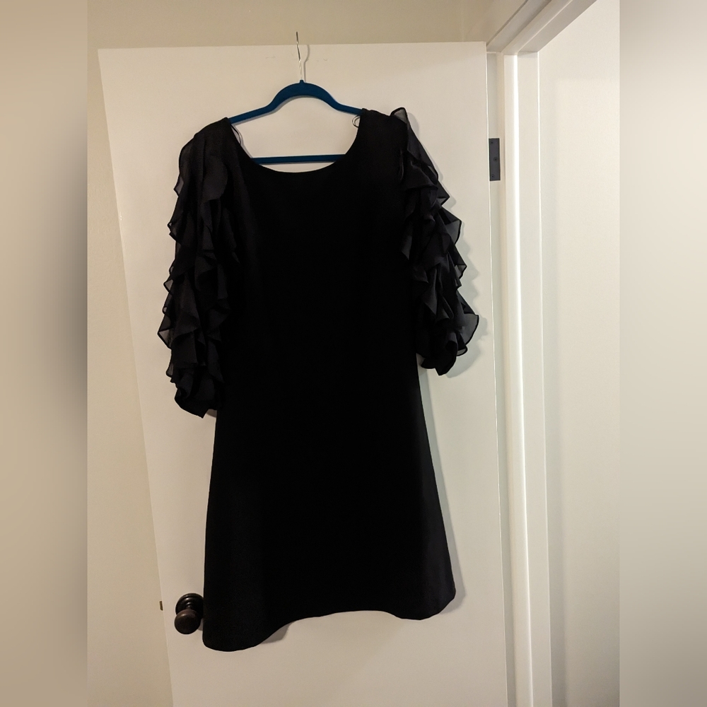 Black Ruffle Sleeve Dress by Symphony